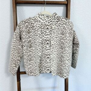 Vintage Leopard Print Cardigan & Turtleneck Shirt Set 70% Angora Rabbit Hair